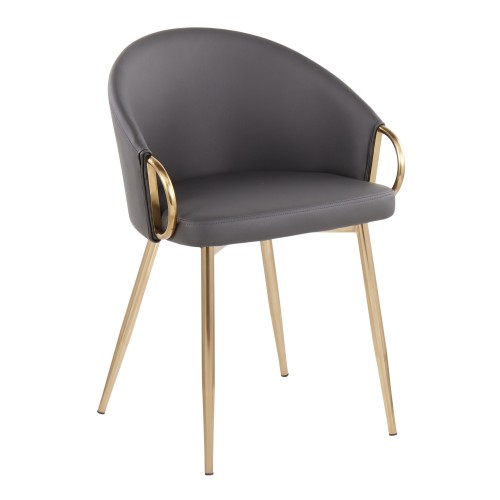 Claire Chair (Grey Faux Leather + Gold Metal)